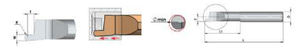 D6 x 6Ø x 2.8F x 50L x 22L1 x 1.5W x 0.75R x 1.5T Face Grooving with radius